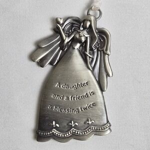 Ganz A Daughter And A Friend Is A Blessing Twice Angel‎ Pewter Ornament ER6804